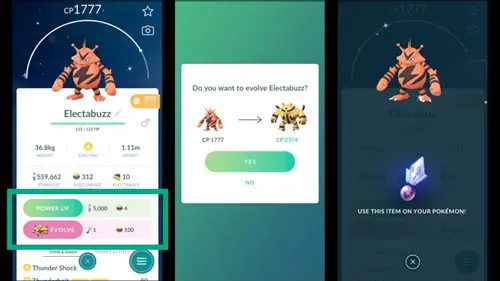 Using Sinnoh Stones in Pokemon GO to evolve Electabuzz into Electivire