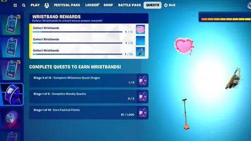 Season 3's Fortnite Wristband Quests and Rewards